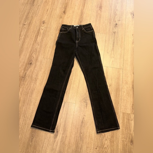 Reformation Pamela Ultra High Rise Black and White Straight Leg Jeans Size 25 - Picture 5 of 13